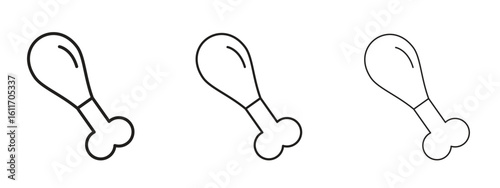 Chicken leg icons. Outline or line icon design bundle.