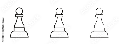 Chess pawn icons. Outline or line icon design bundle.