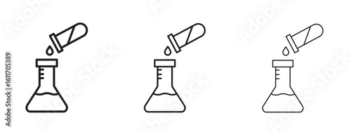 Chemical test icons. Outline or line icon design bundle.