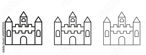 Castle icons. Outline or line icon design bundle.