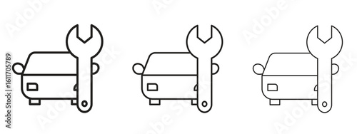 Car repair icons. Outline or line icon design bundle.