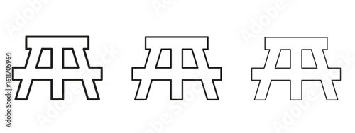 Camping table icons. Outline or line icon design bundle.