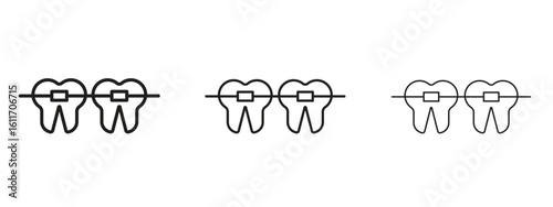 Braces icons. Outline or line icon design bundle.