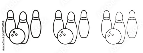 Bowling icons. Outline or line icon design bundle.