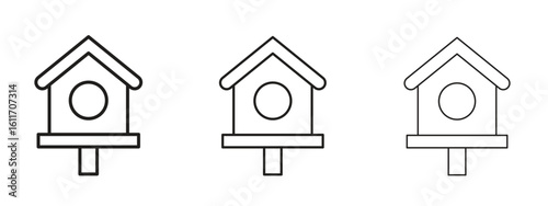 Bird house icons. Outline or line icon design bundle.