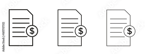 Bill paid icons. Outline or line icon design bundle.