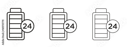 Battery life icons. Outline or line icon design bundle.