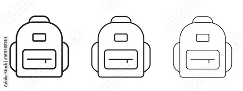 Backpack icons. Outline or line icon design bundle.