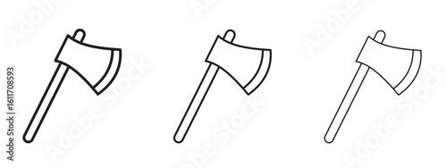 Axe icons. Outline or line icon design bundle.