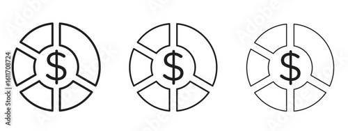 Asset allocation icons. Outline or line icon design bundle.