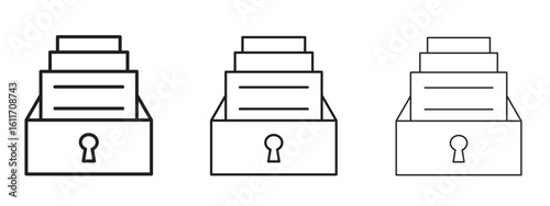 Archive icons. Outline or line icon design bundle.