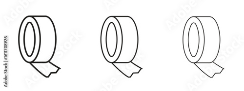 Adhesive tape icons. Outline or line icon design bundle.