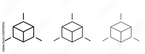 3D modeling icons. Outline or line icon design bundle.