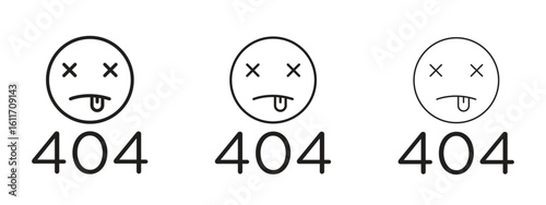 404 Error icons. Outline or line icon design bundle.