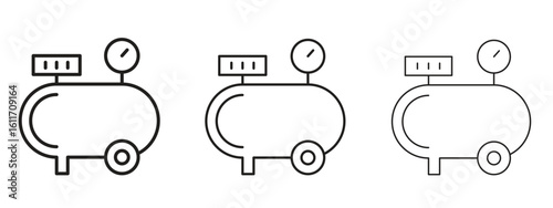 Air compressor icons. Outline or line icon design bundle.