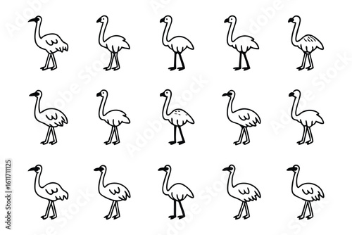 Flamingo Pattern: A captivating pattern of stylized flamingo, arranged in an orderly and elegant formation, against a monochromatic background.