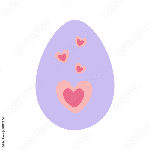 Lavender Easter Egg Decorated Soft pink Hearts Sticker Icon Pictogram Trendy Easter Design Element