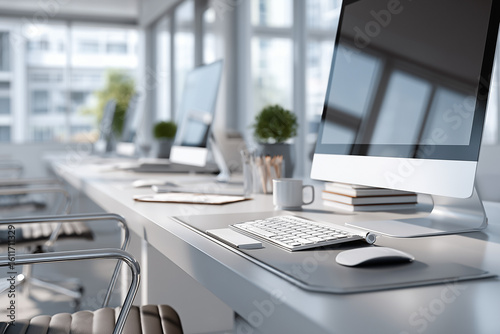 Wallpaper Mural Modern open-plan workspace featuring contemporary furniture, adjustable workstations, and minimalist design, ideal for a productive and comfortable professional environment.

 Torontodigital.ca