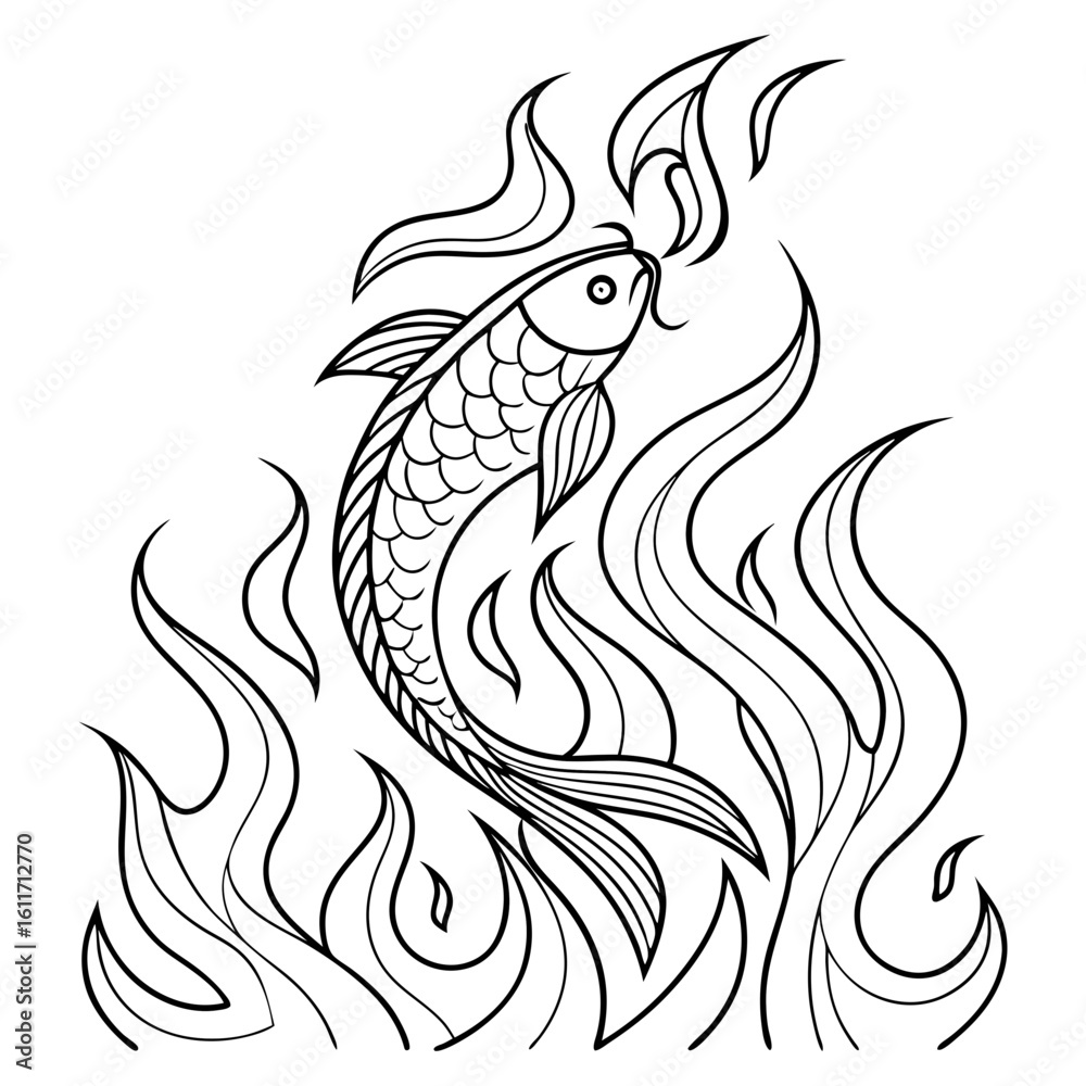 Obraz premium Stylizedflamepatternlinetattoostyle – Flat Design – Vector Illustration – Modern Vector Design – Creative Emblem.svg