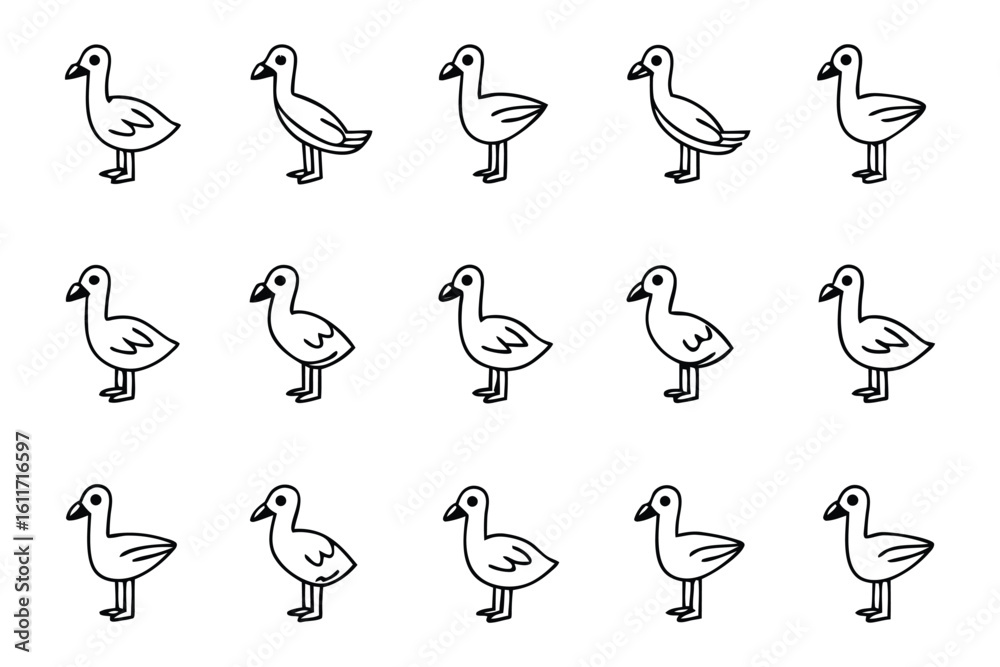 Obraz premium Duckling pattern: A simple illustration of a flock of adorable duckling creating a fun pattern, perfect for children's designs or whimsical projects.