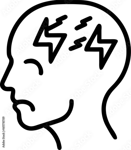 epilepsy vector icon on white or transparent background. brain Stroke icon collections. Editable Stroke icon collection Outline icon.