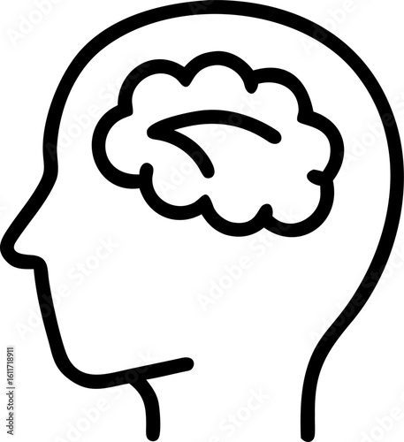 mind vector icon on white or transparent background. brain Stroke icon collections. Editable Stroke icon collection Outline icon.