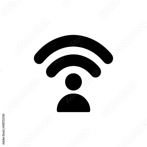 Person with wi fi signal waves silhouette