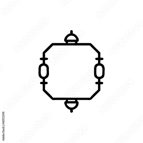 Minimalist outline a Japanese lantern frame oriental asian