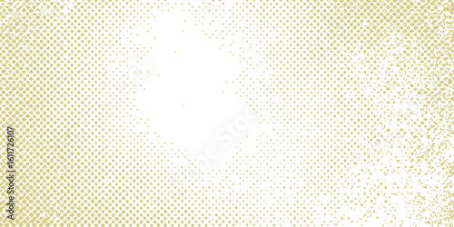 Yellow grunge background pattern with distressed halftone dots and vintage texture