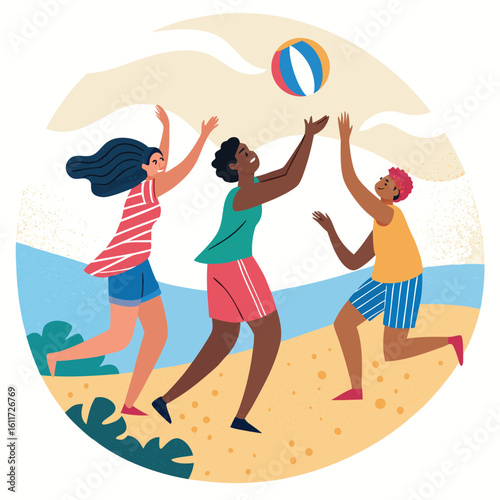 children playing on the beach