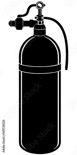 Scuba Tank Silhouette Icon - Diving Equipment Cylinder