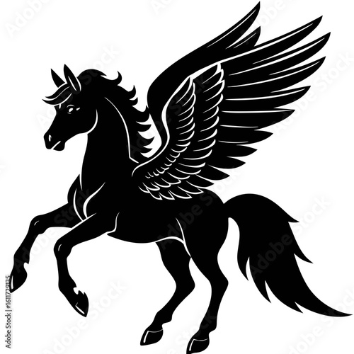 Pegasus Silhouette Icon - Mythical Winged Horse