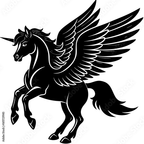 Pegasus Silhouette Icon - Mythical Winged Horse