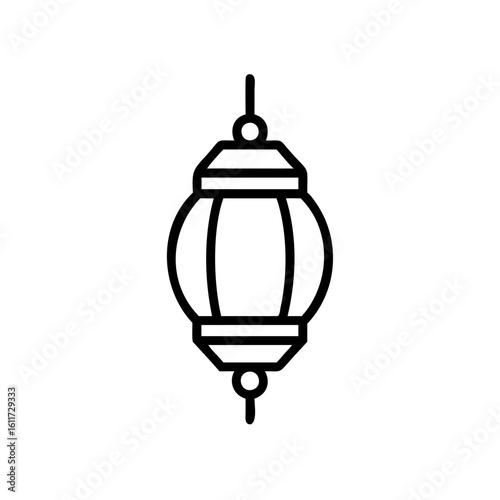 Outline a Japanese lantern hanging on a icon symbol