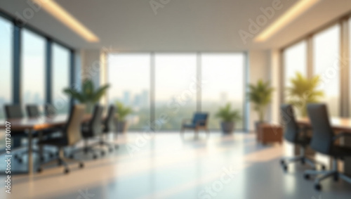 Modern Office Interior with a Blurred Background Creating a Focused Atmosphere