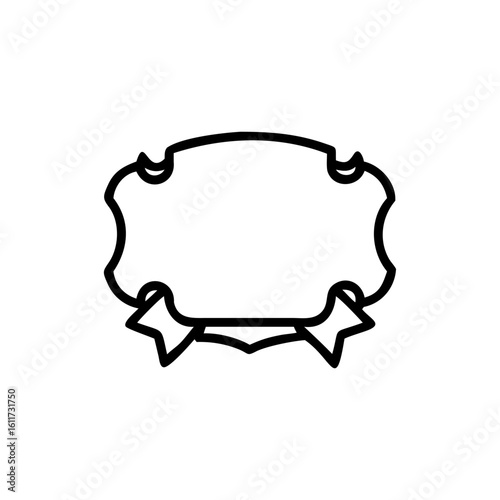 Outline a stylized heraldic crest with ribbon elements emblem symbol