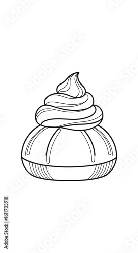 Delicious swirl of creamy topping adorning a sweet pastry treat