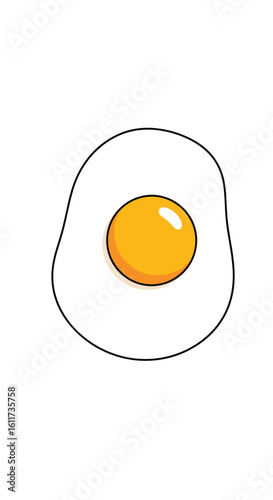 A perfectly fried egg with a bright yellow yolk and white albumen