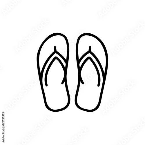 Outline graphic two traditional Japanese geta sandals footwear