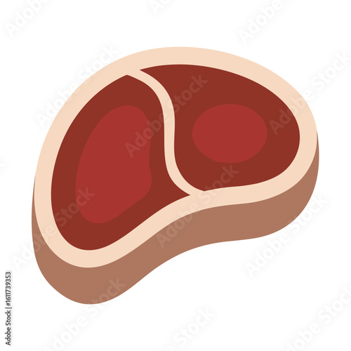 Raw Steak Cutout with Marbling and Fat Layers on White Background meat beef