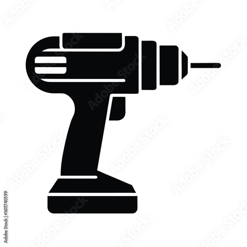 Canada labor day vector art of black silhouette of a cordless power drill