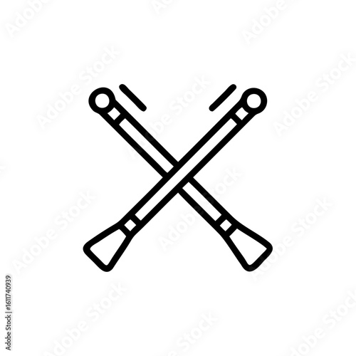 Outline two taiko drumsticks crossed on percussion musical