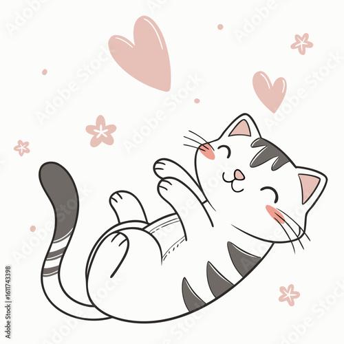 cat with heart belly up