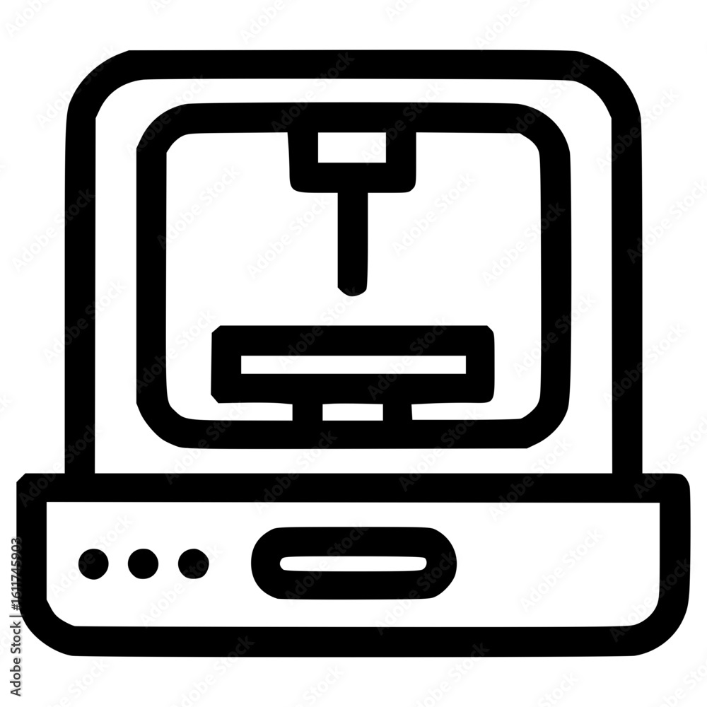 Vector icon of a 3D printer showing a compact design and functionality Vector icon of a 3D printer showing a compact design and functionality