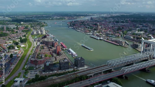 Aerial view of the city Dordrecht in the netherlands on a sunny day in summer