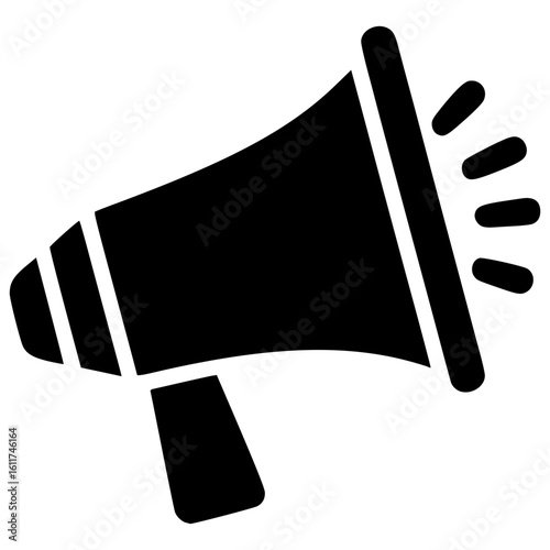 Black megaphone icon for announcements and communication