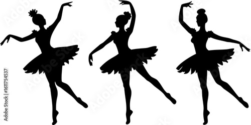 Black Ballet Silhouette Set Icon Design