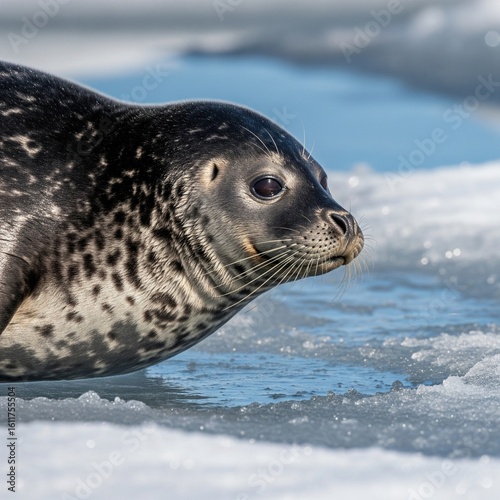 Saimaa Ringed Seal Resting on Ice Floe
