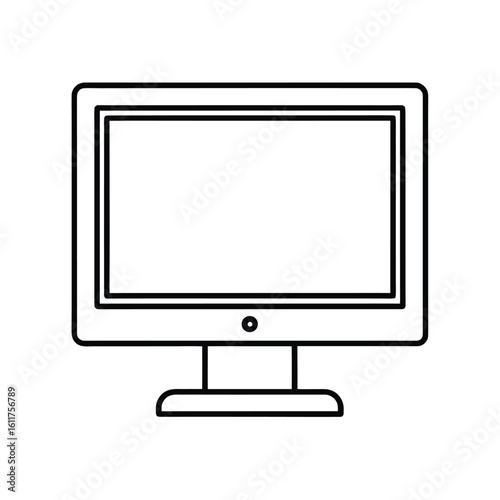 Outline of a computer monitor displaying information isolated on white background