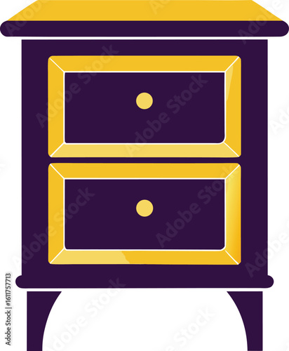 Simple silhouette of a nightstand with a drawer isolated on white background